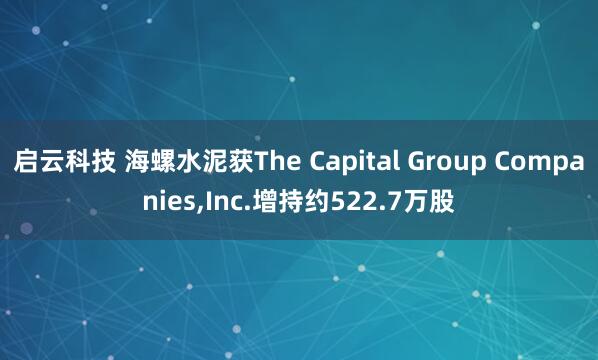 启云科技 海螺水泥获The Capital Group Companies,Inc.增持约522.7万股